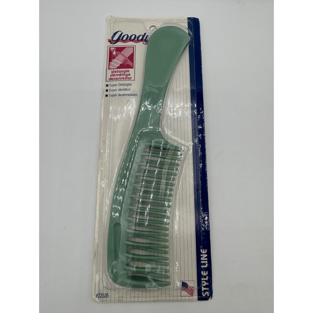 Vintage 1996 Goody Super Detangler Comb Style Line Sage Green Wide Tooth USA NIP